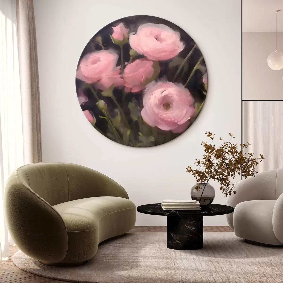 Quadri rotondi Fiori rosa r43221