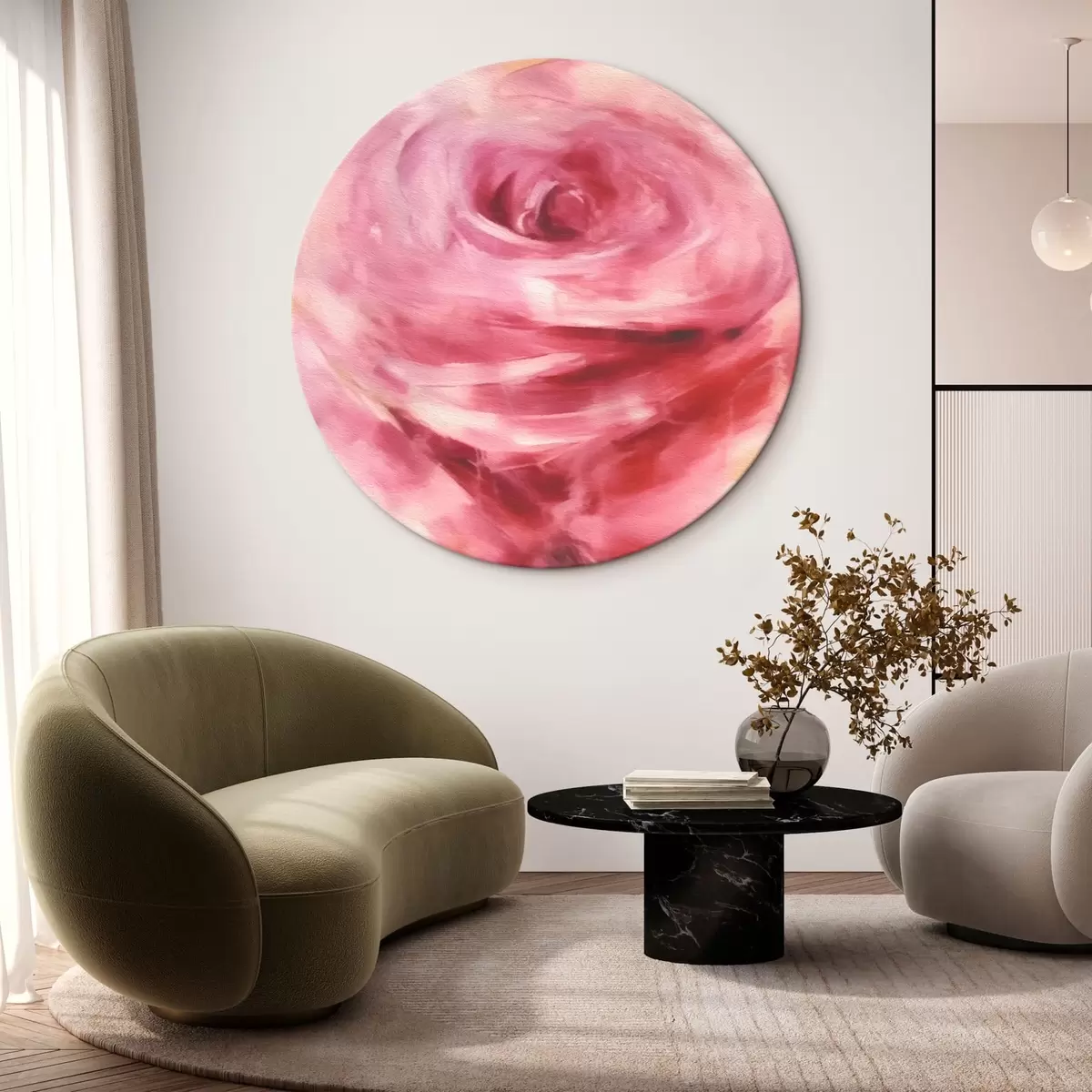 Quadri rotondi Fiore rosa rosa r43488