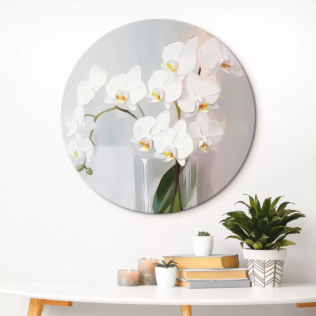 Quadri rotondi Orchidea bianca r43252