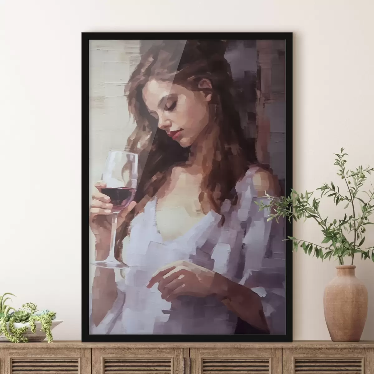 Poster Ragazza con un bicchiere di vino f43940