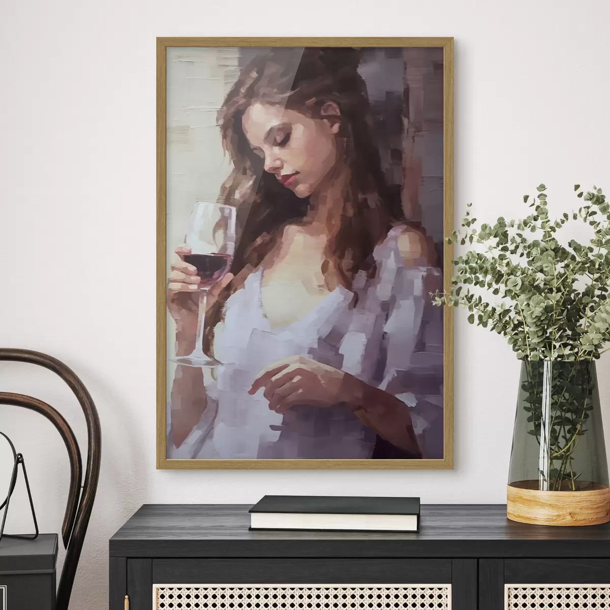 Poster Ragazza con un bicchiere di vino f43940