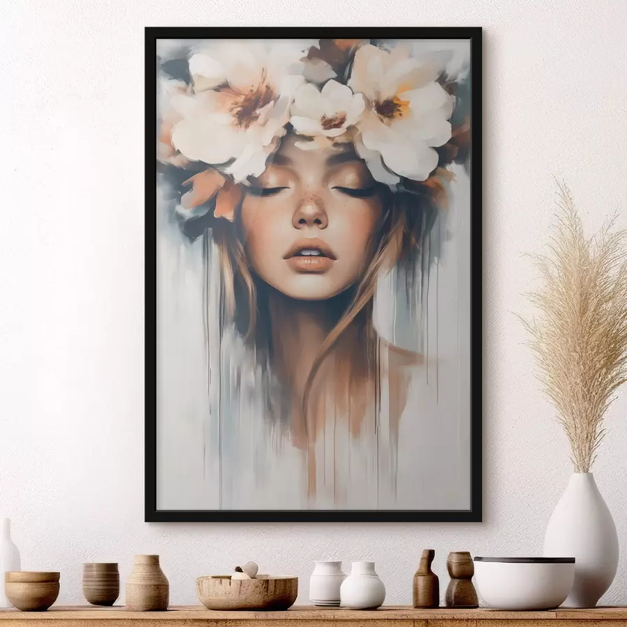 carta da parati Ritratto di donna con fiori tra i capelli nr. f43001