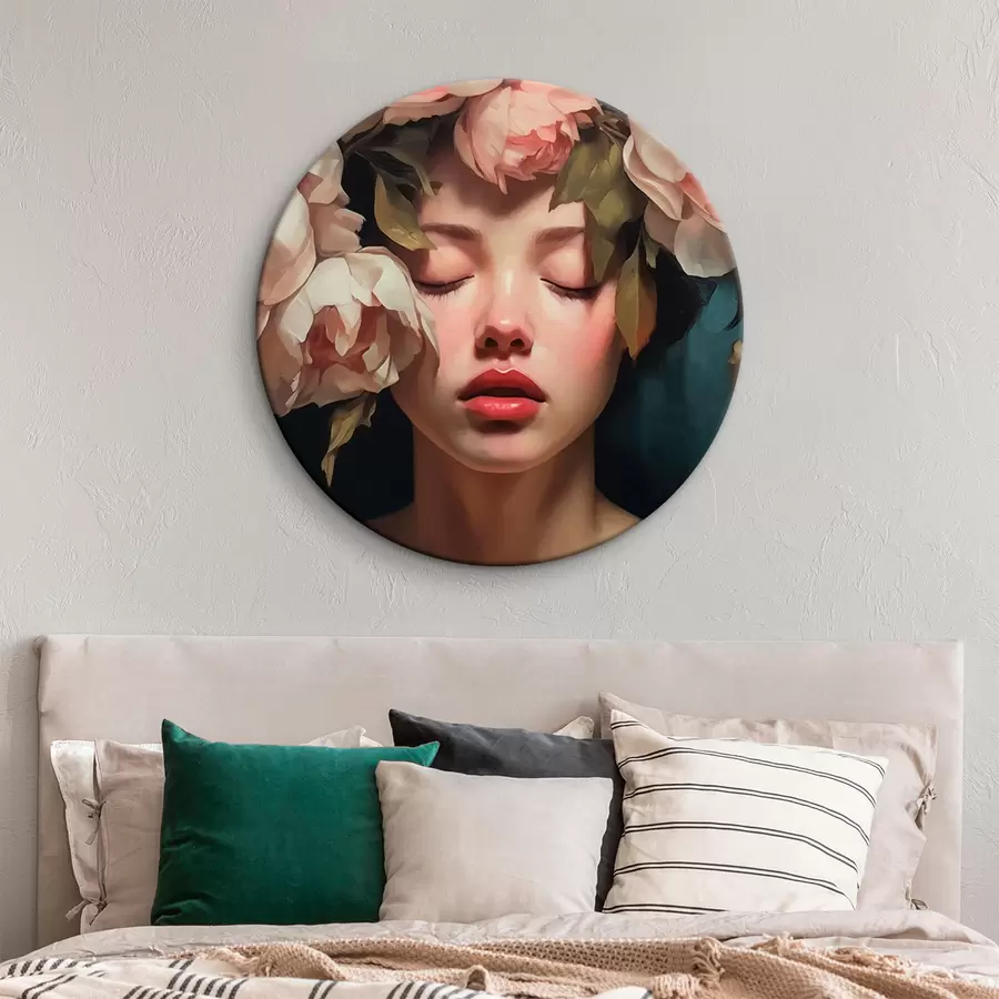 carta da parati Ragazza con corona di fiori nr. r43250