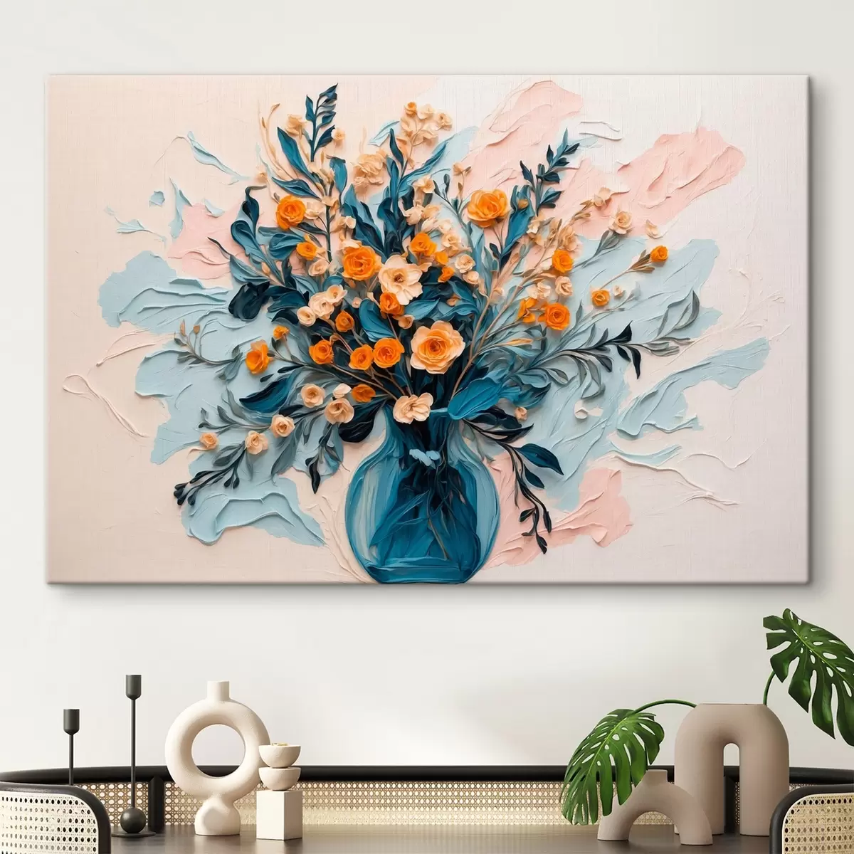 carta da parati Fiori in vaso trasparente in stile pittura ad olio nr. s43443