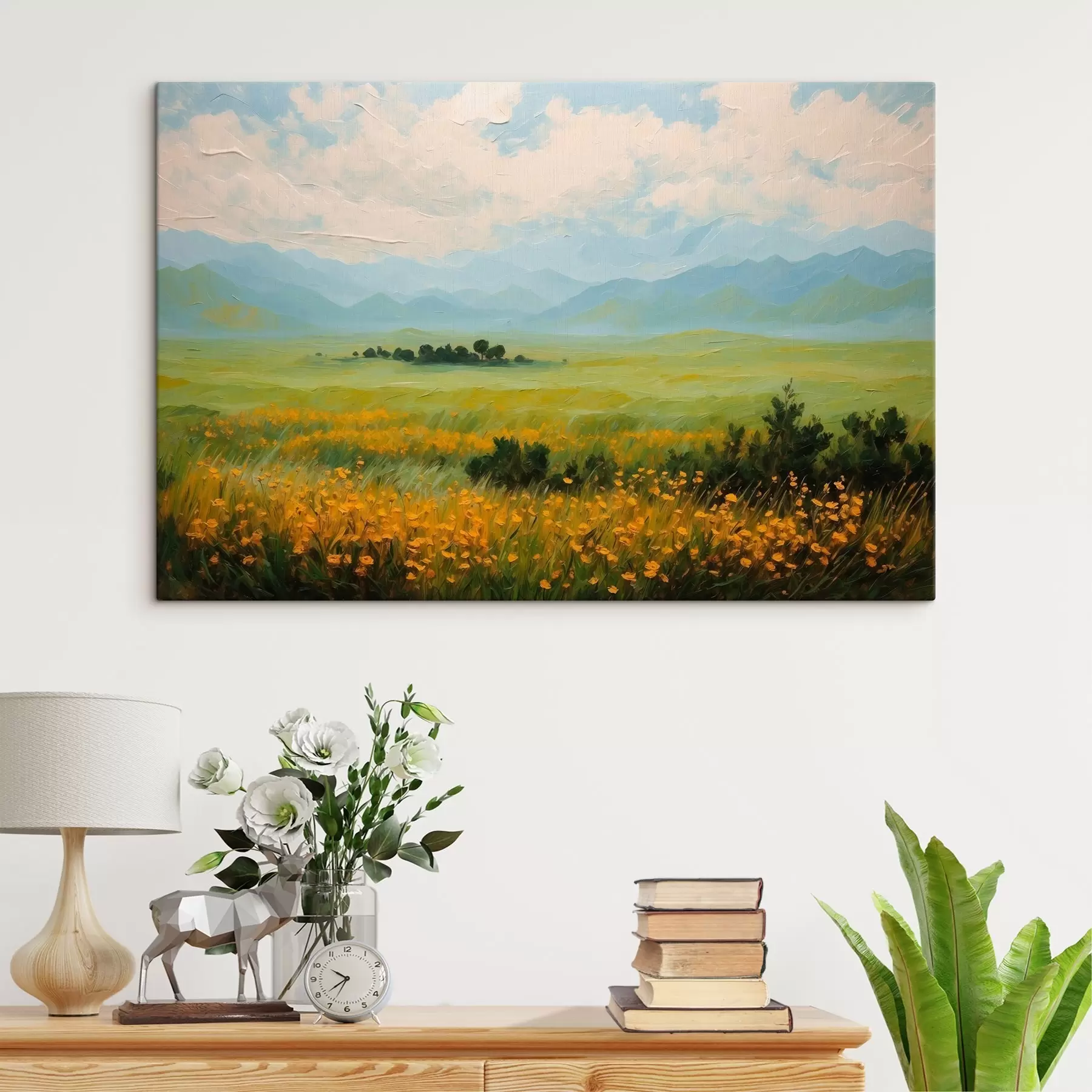 carta da parati Campo di fiori in stile pittura ad olio nr. s43451