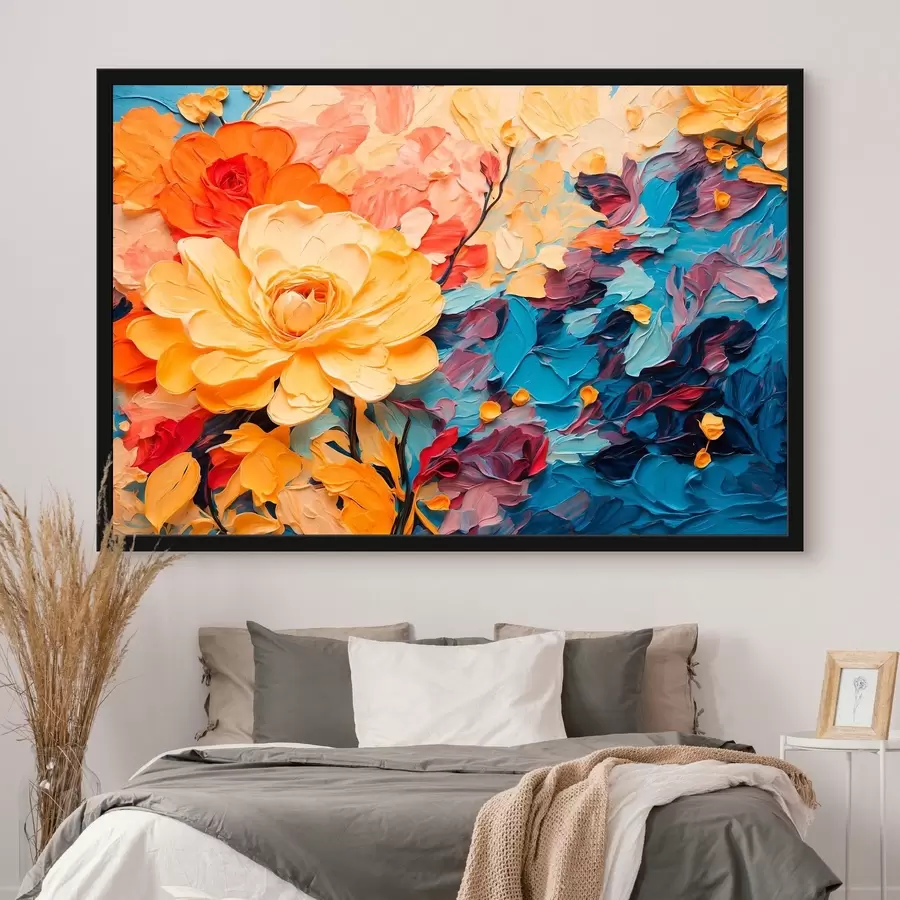 carta da parati Fiori su sfondo astratto in stile pittura ad olio nr. f43442