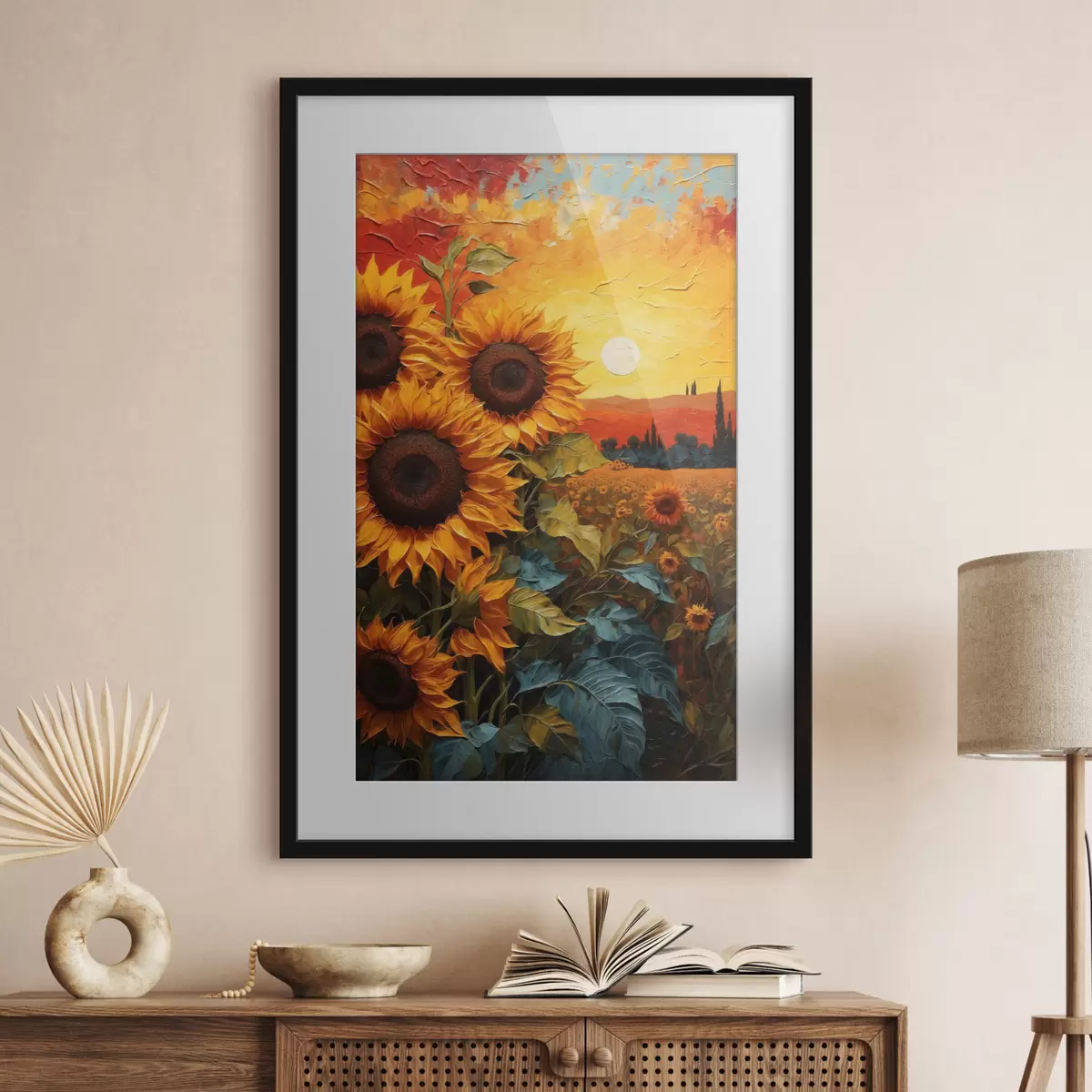Poster Campo di girasoli al tramonto f43460