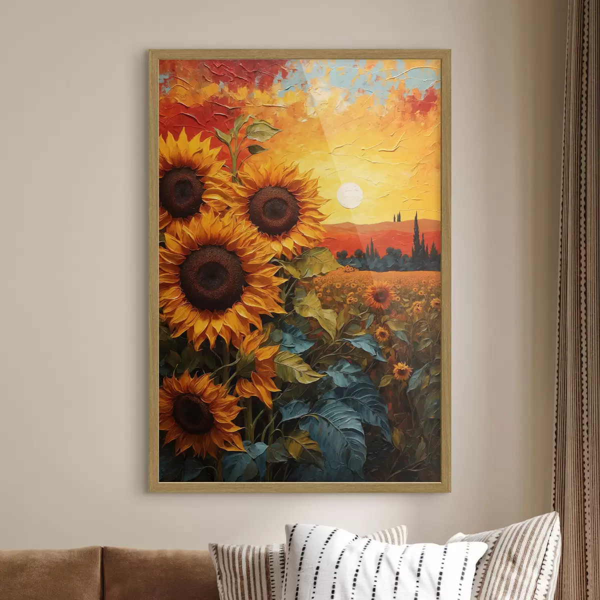 Poster Campo di girasoli al tramonto f43460
