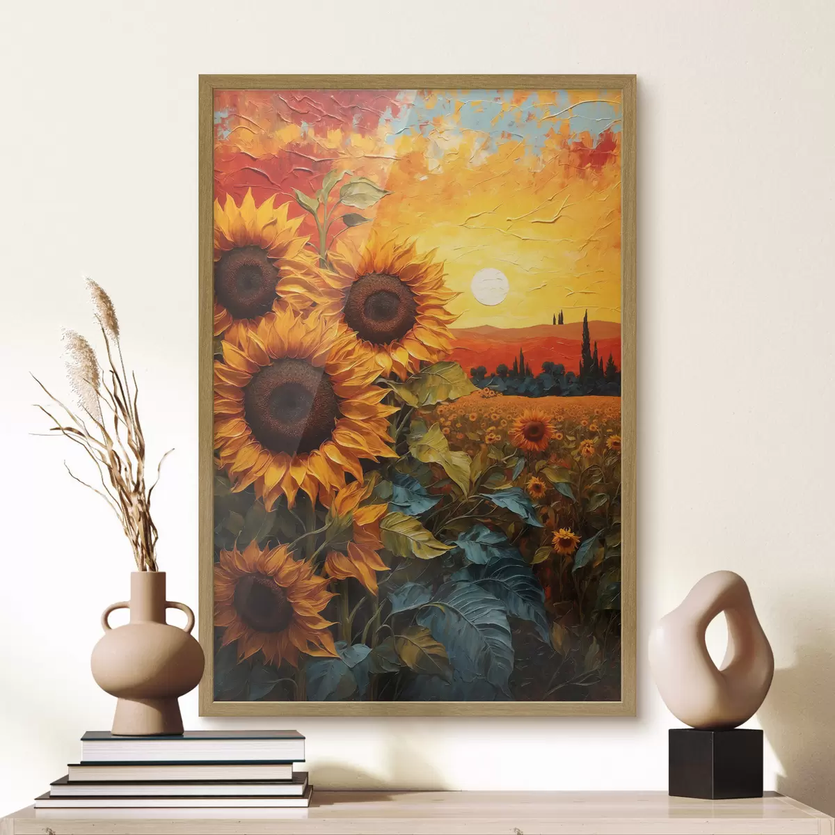 Poster Campo di girasoli al tramonto f43460