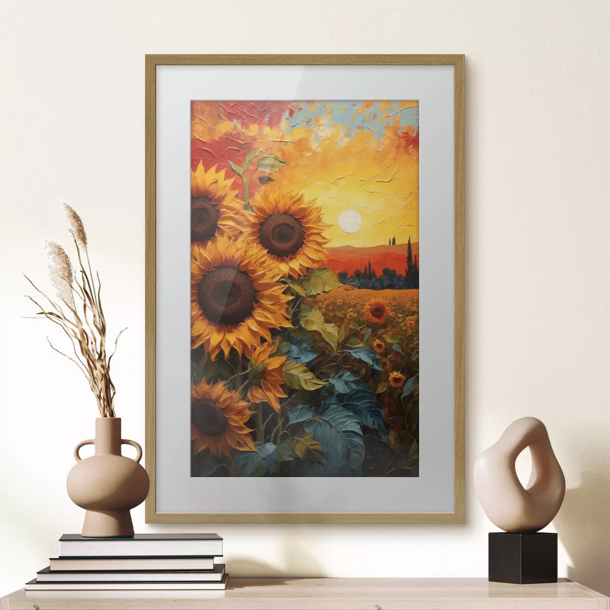 Poster Campo di girasoli al tramonto f43460