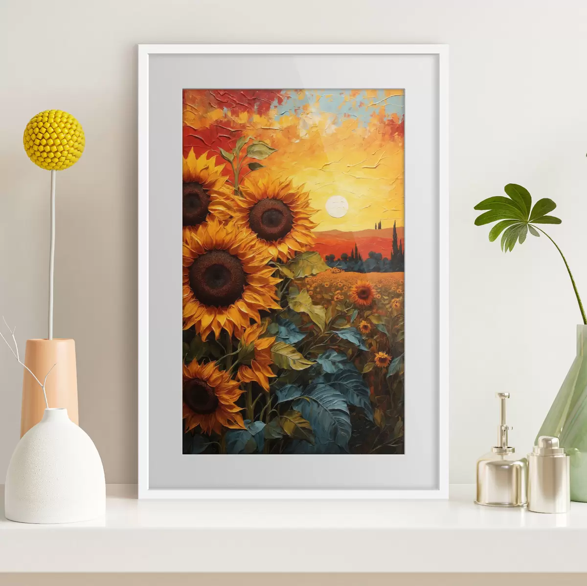 Poster Campo di girasoli al tramonto f43460