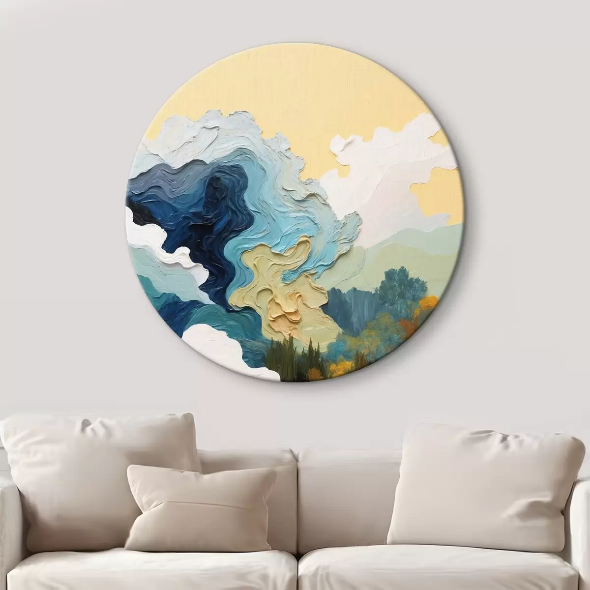 Quadri rotondi Foresta astratta in stile pittura ad olio r43452