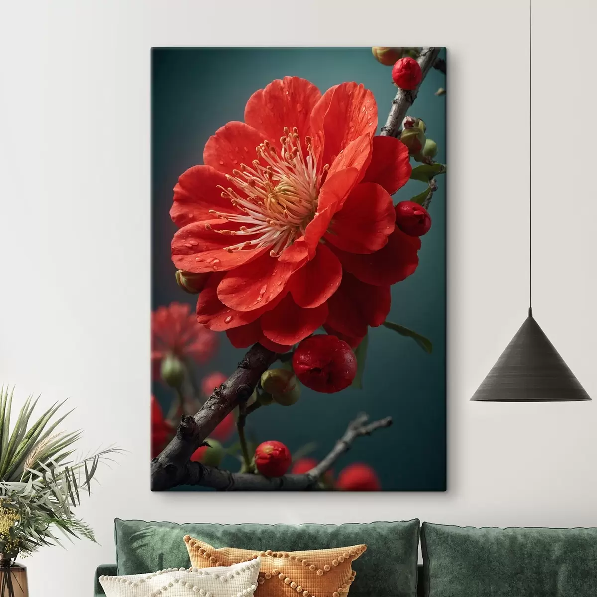 carta da parati Fiore rosso su un ramo nr. s43876