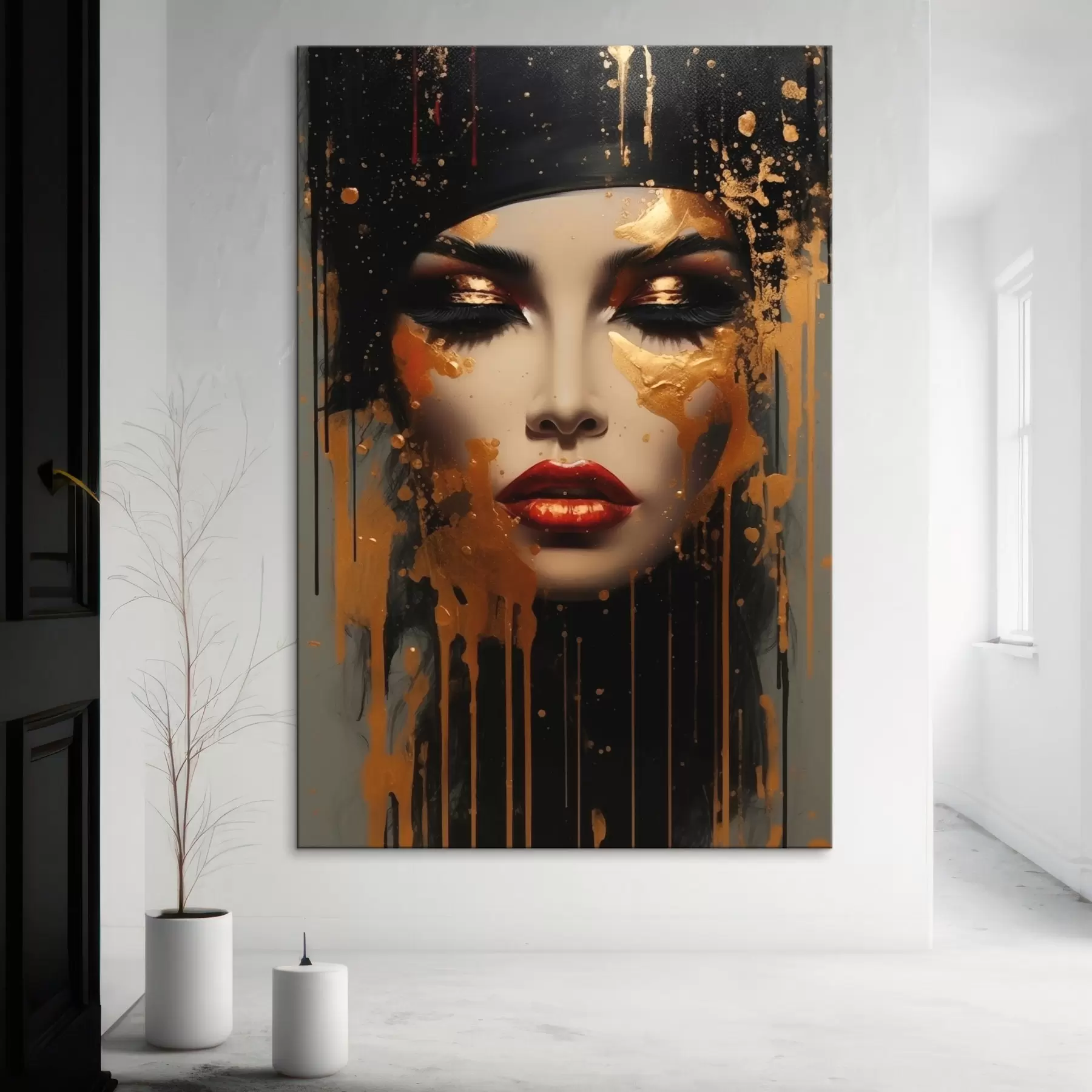 carta da parati Volto di ragazza con vernice gialla nr. s43468