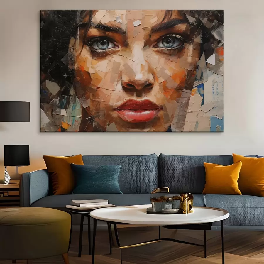 carta da parati Volto di ragazza fatto di giornali nr. s43467