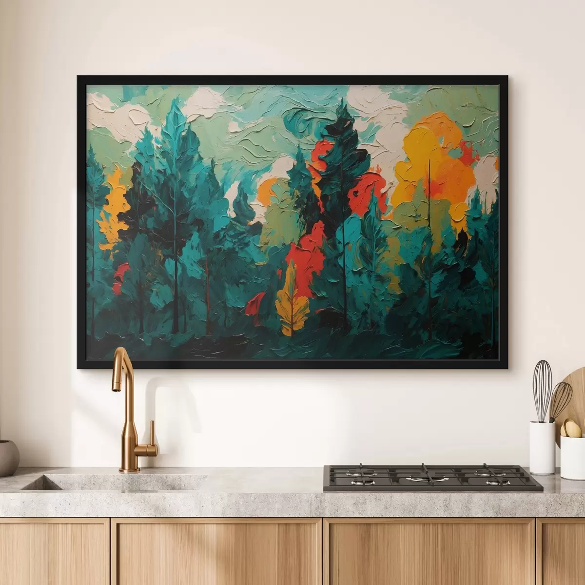 Poster Foresta nera in stile pittura ad olio f43444