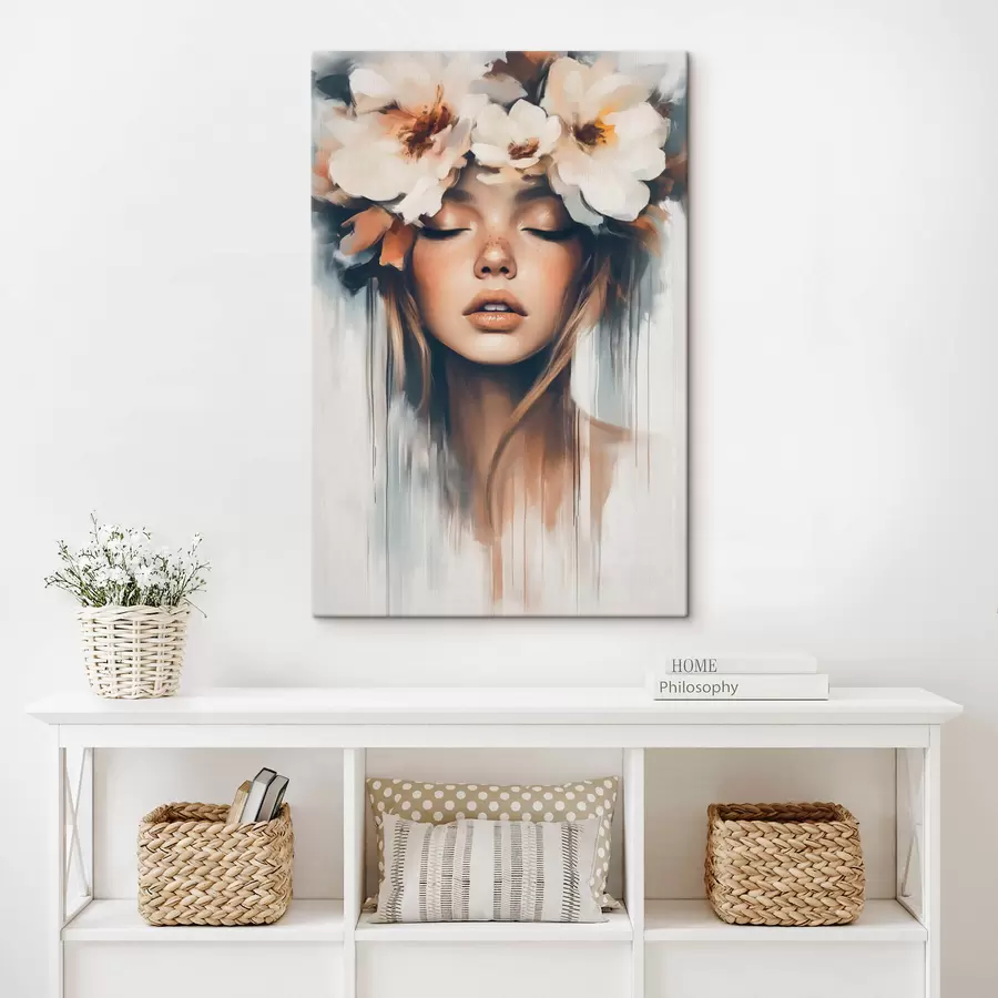 carta da parati Ritratto di donna con fiori tra i capelli nr. s43001