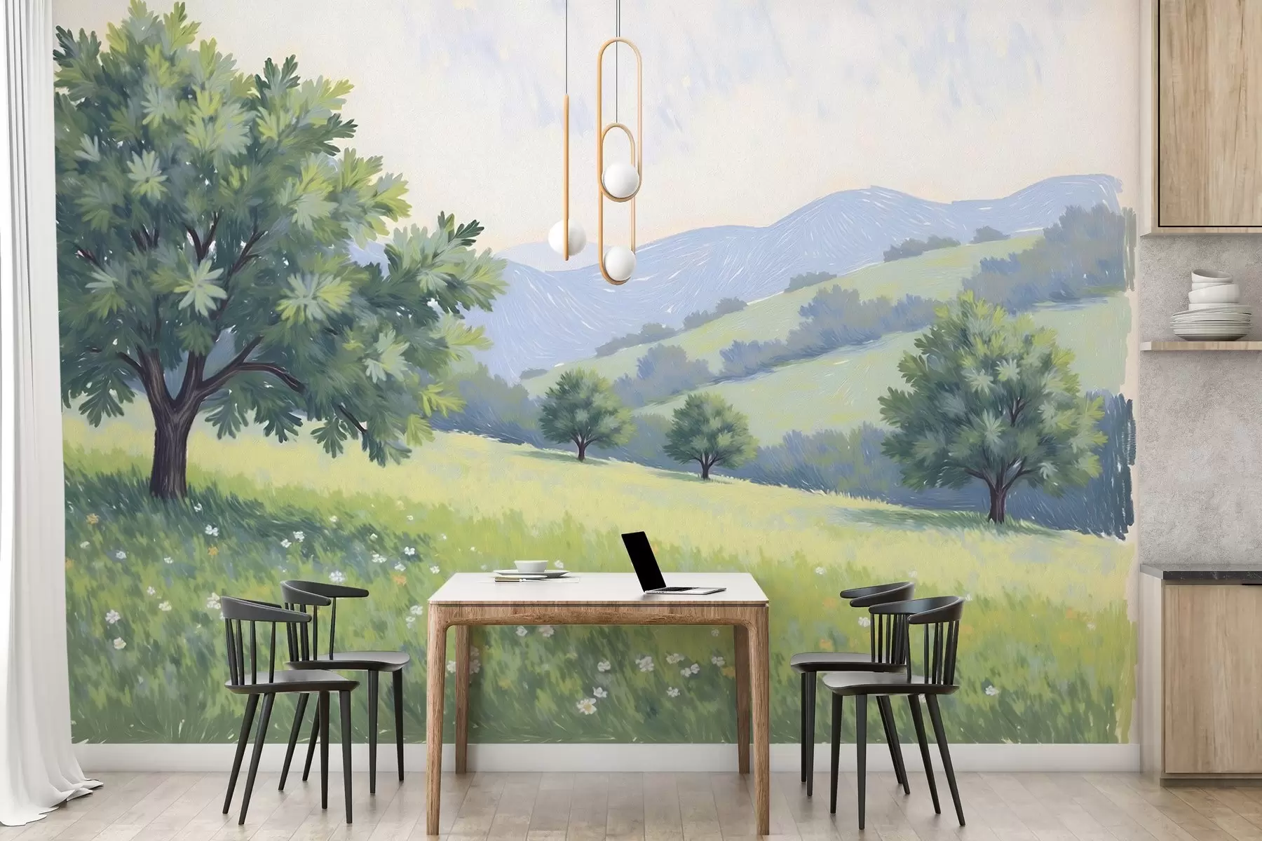 Carta da parati nature Paesaggio dipinto ad olio 