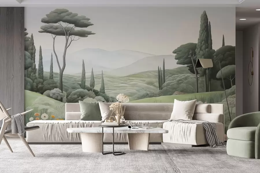 Carta da parati nature Paesaggio ad acquerello 