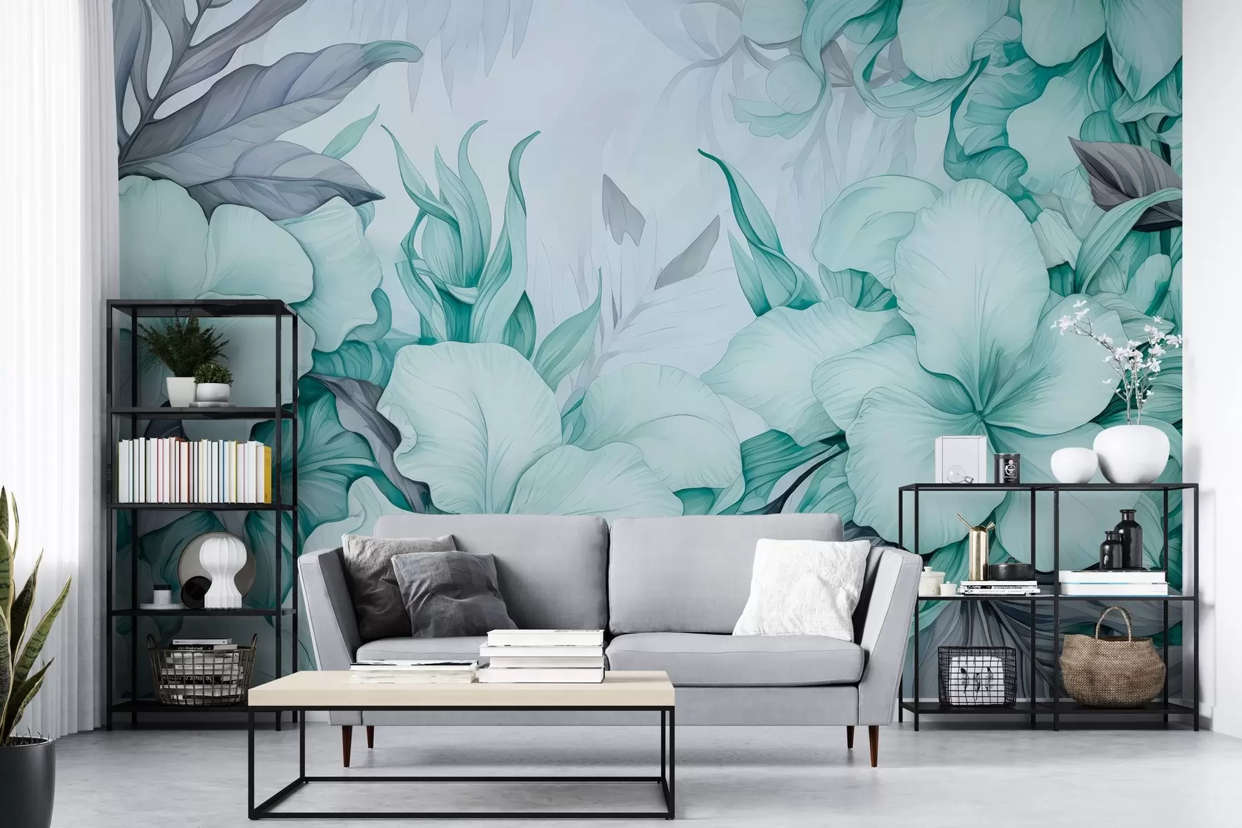 Carta da parati Fiori grandi Fiori tropicali acquerellati n. w03661v1