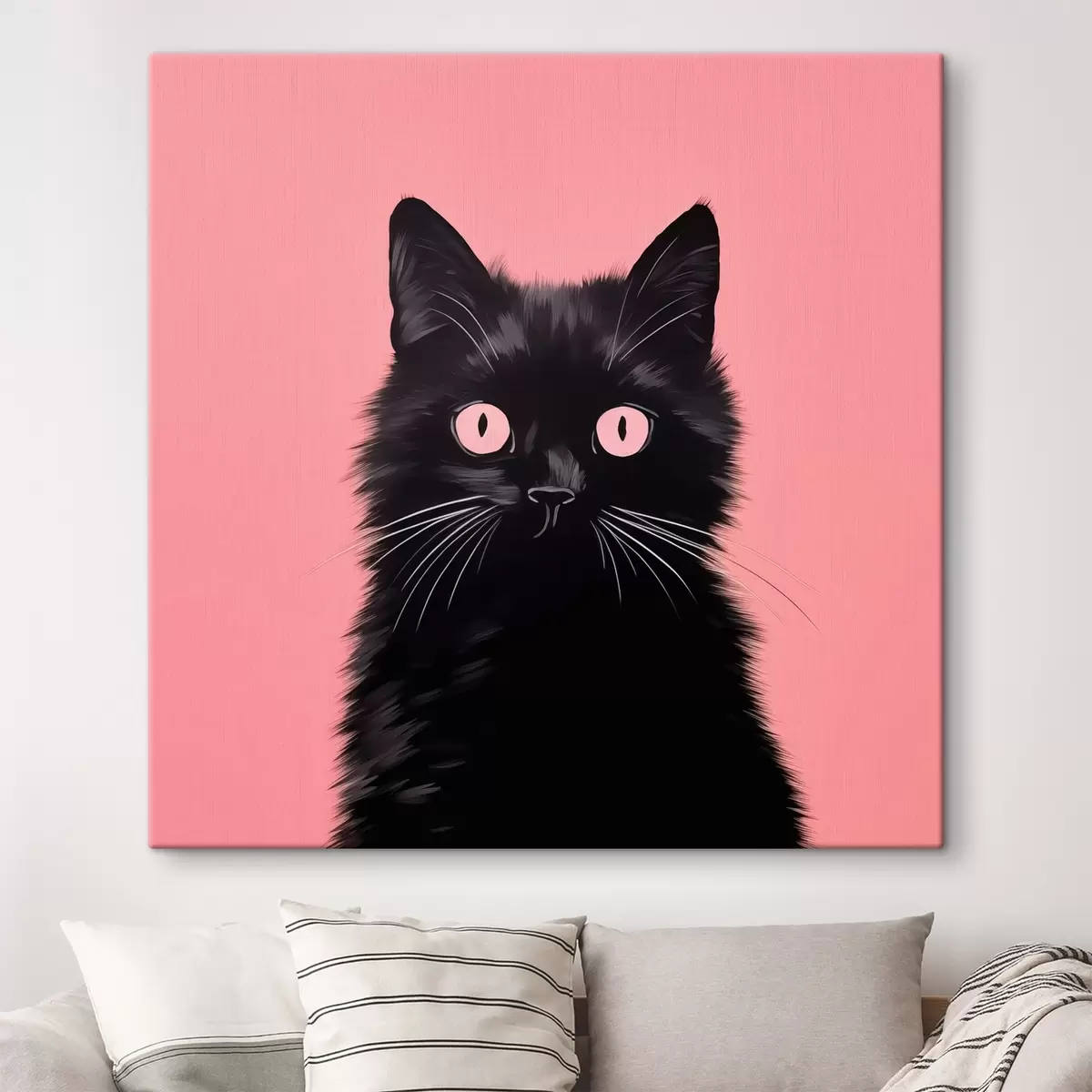 carta da parati Gatto nero su rosa nr. s43963