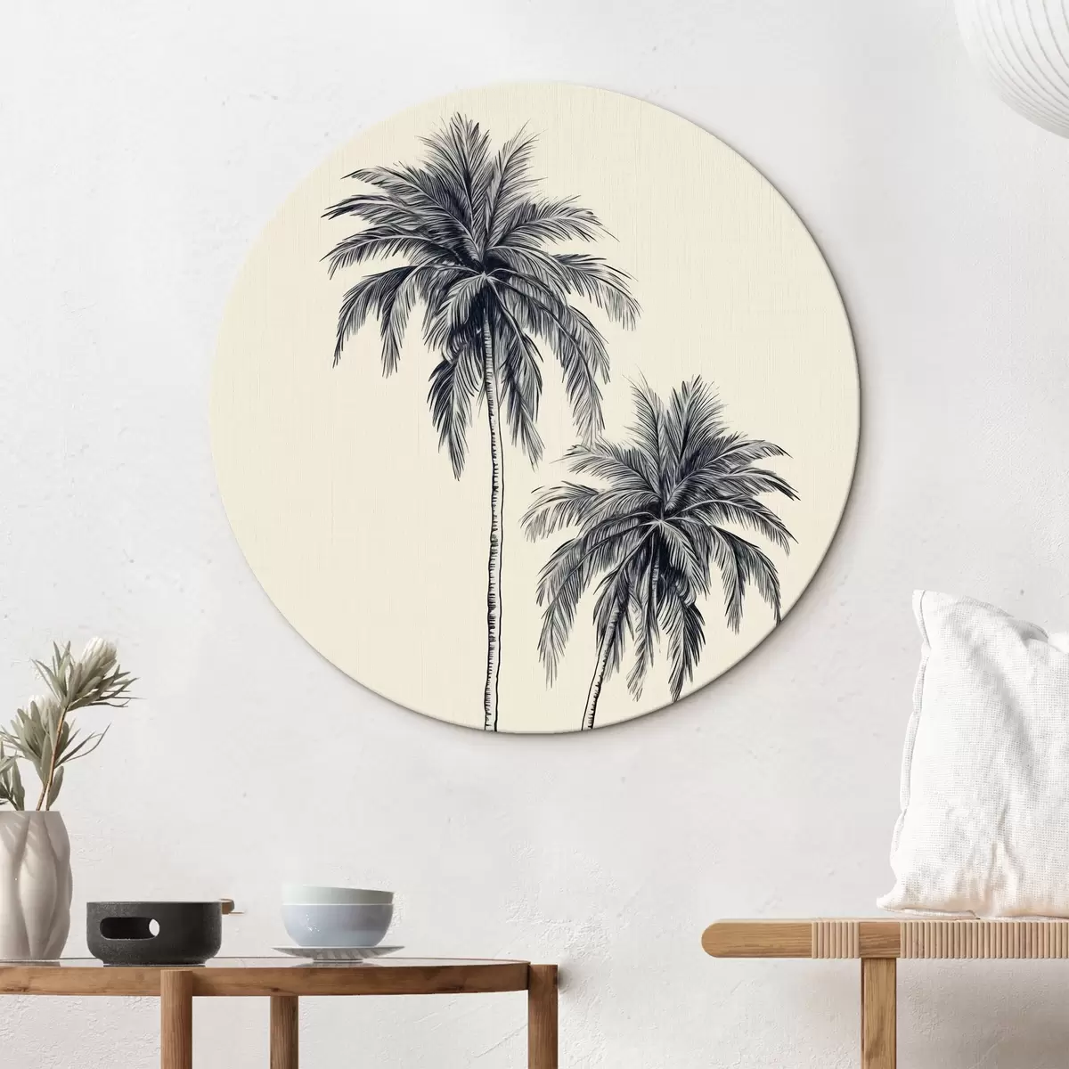 Quadri rotondi Palme minimalismo r43956