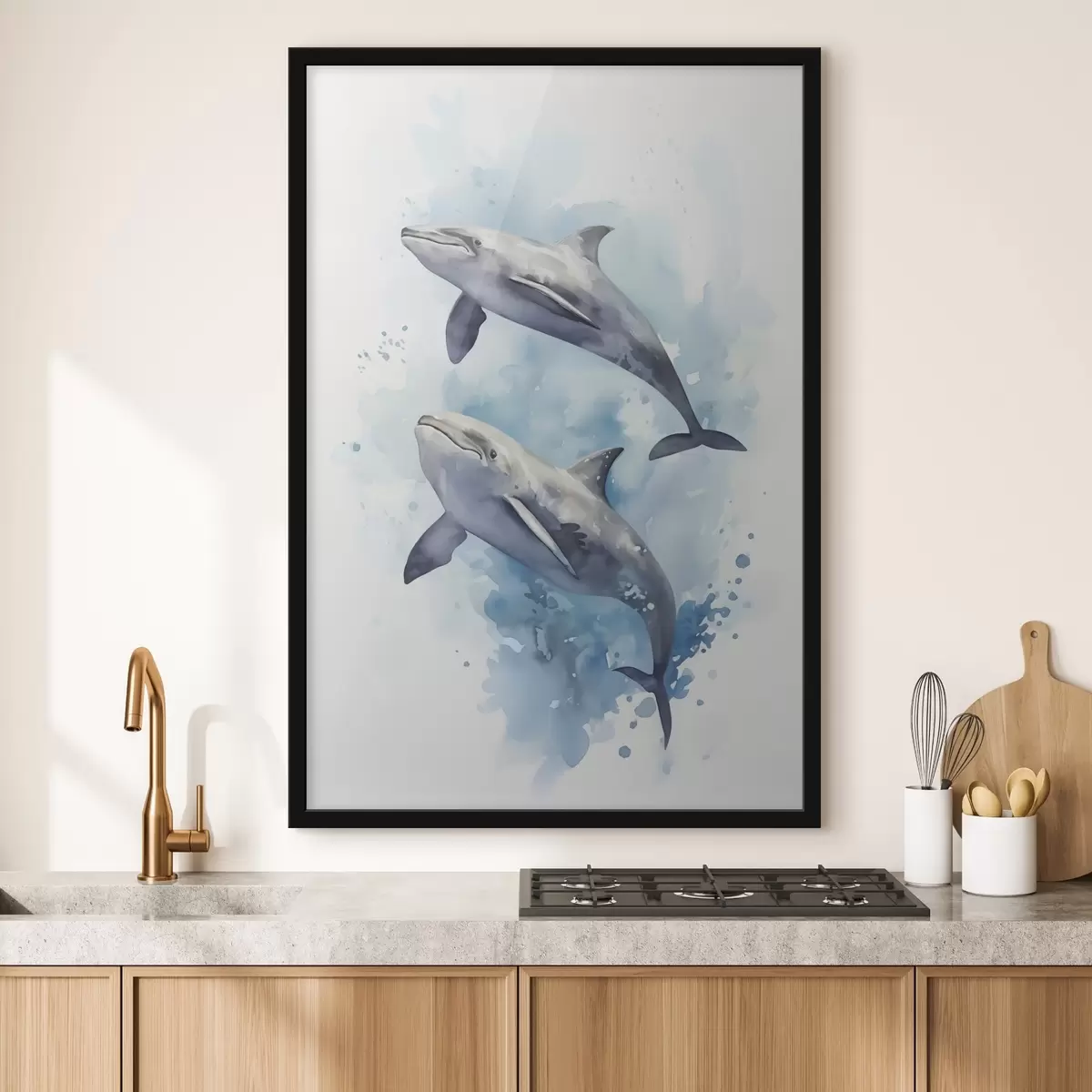 Poster Acquerello imitazione balene f43957