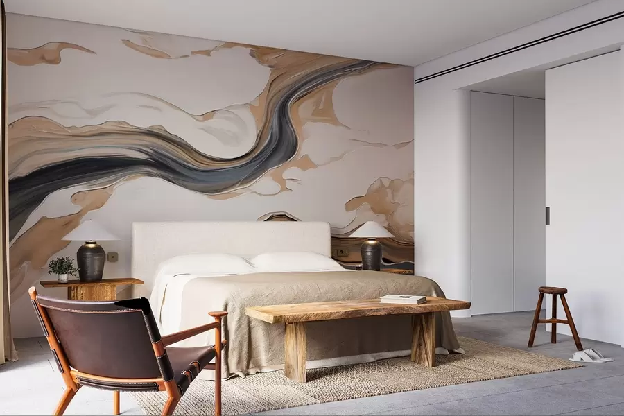 carta da parati Striature grigio-marroni a forma di onde nr. w09001