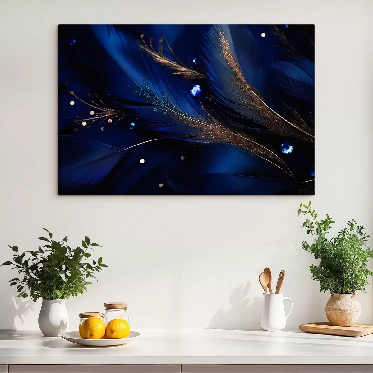 carta da parati Piume iperrealistiche blu nr. s43946