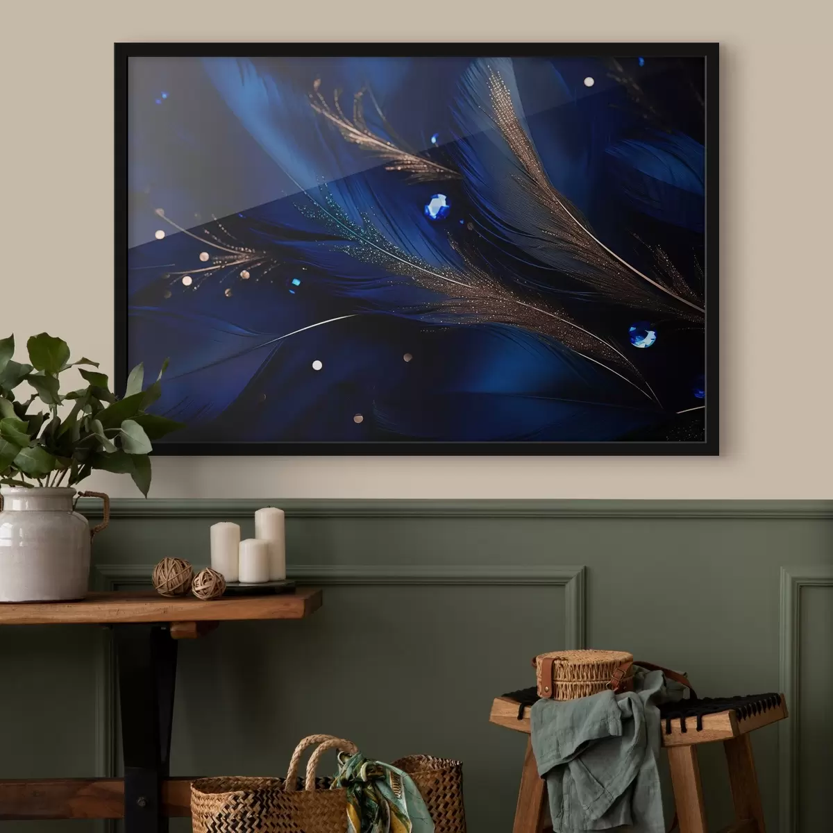 Poster Piume iperrealistiche blu f43946
