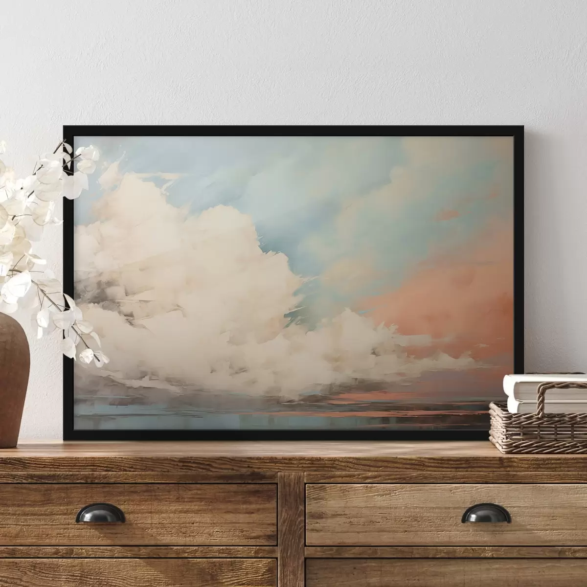 Poster Nebbia astratta sul mare in stile pittura acrilica f43952