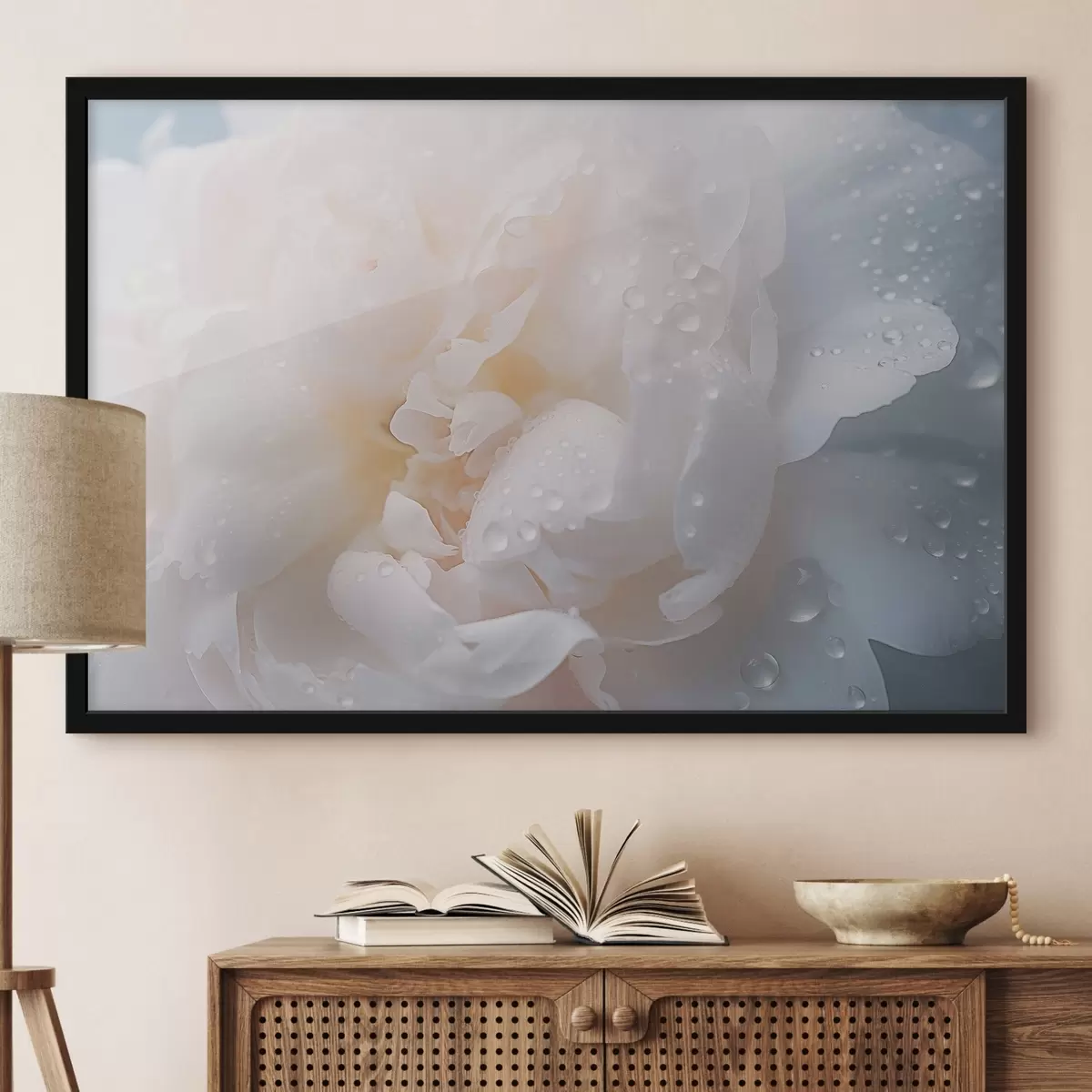 Poster Fiore bianco con rugiada f43953