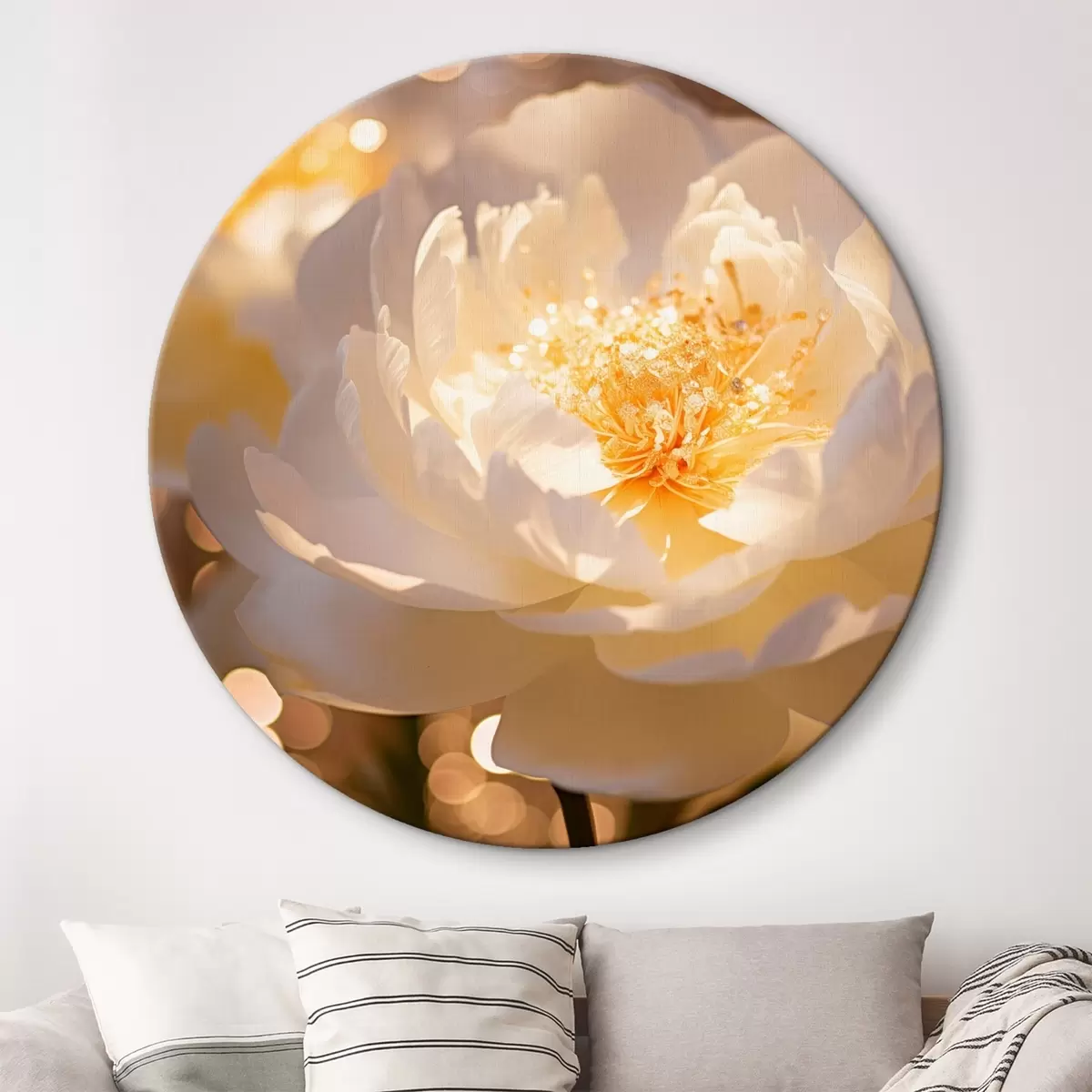 Quadri rotondi Fiore bianco su sfondo sfocato r43947