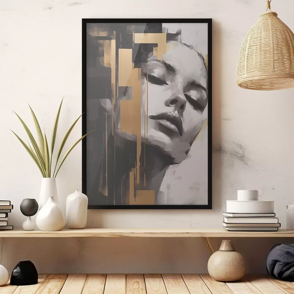 Poster Ritratto femminile con accenti geometrici f43989