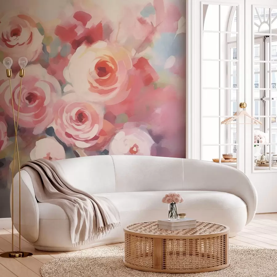 Carta da parati con rose Fiori di rosa vintage n. w03705