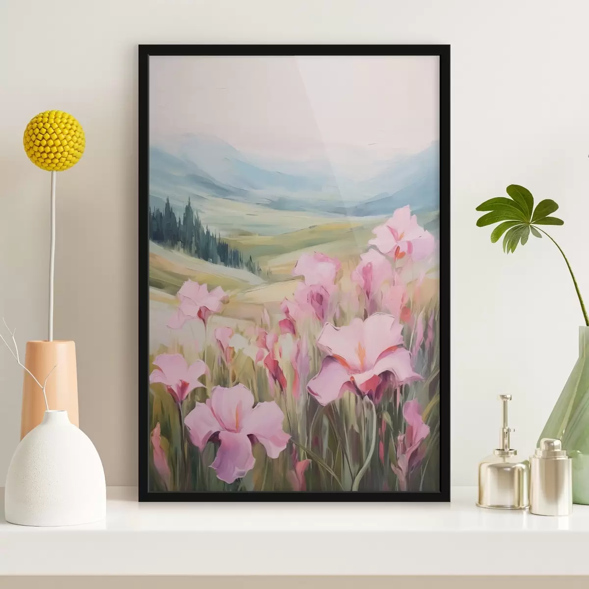 Poster Iris sullo sfondo delle montagne f44039