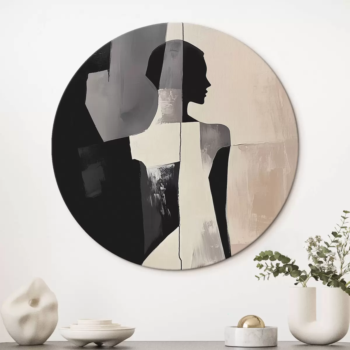Quadri rotondi Silhouette astratta r43969