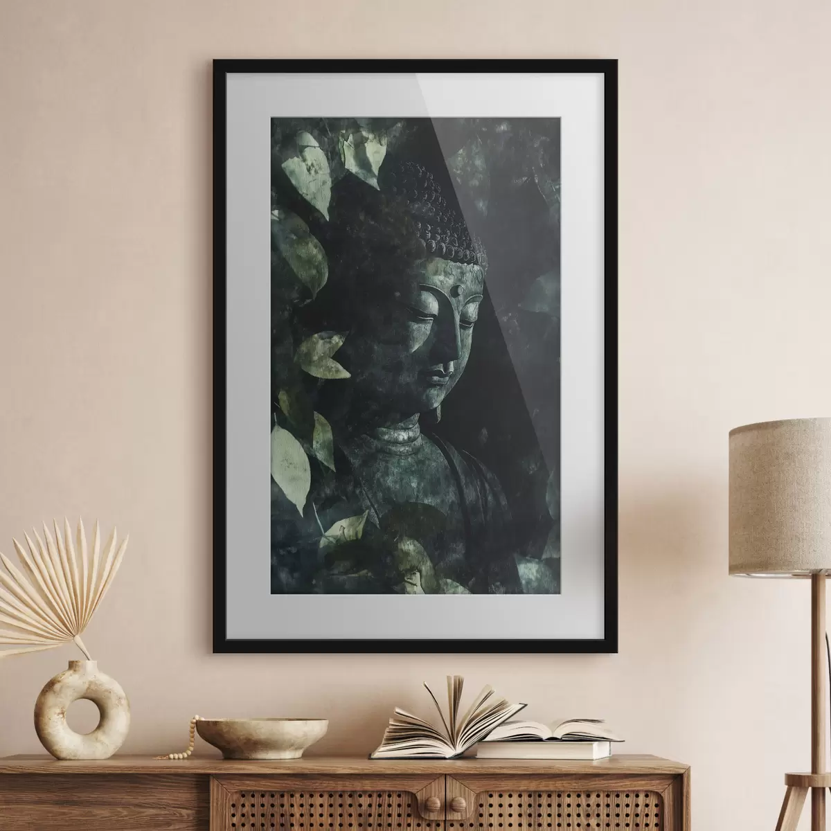 Poster Buddha tra le foglie f44029