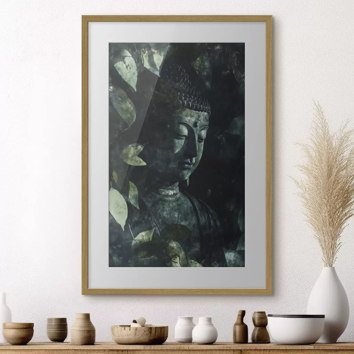 Poster Buddha tra le foglie f44029