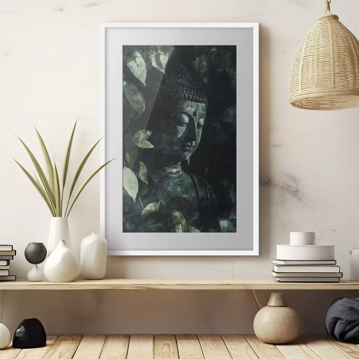 Poster Buddha tra le foglie f44029