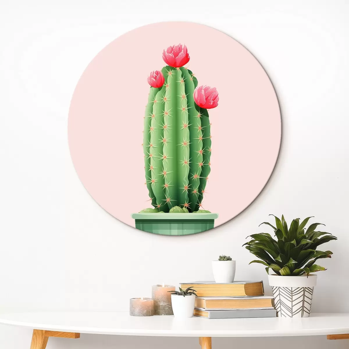 Quadri rotondi Cactus in vaso r43999