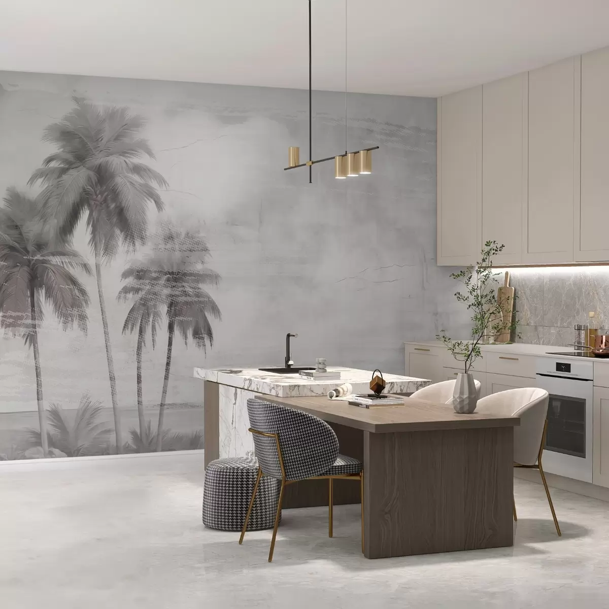 carta da parati Sogno tropicale, palme, nuvole, cielo, mare, texture nr. w03780v1