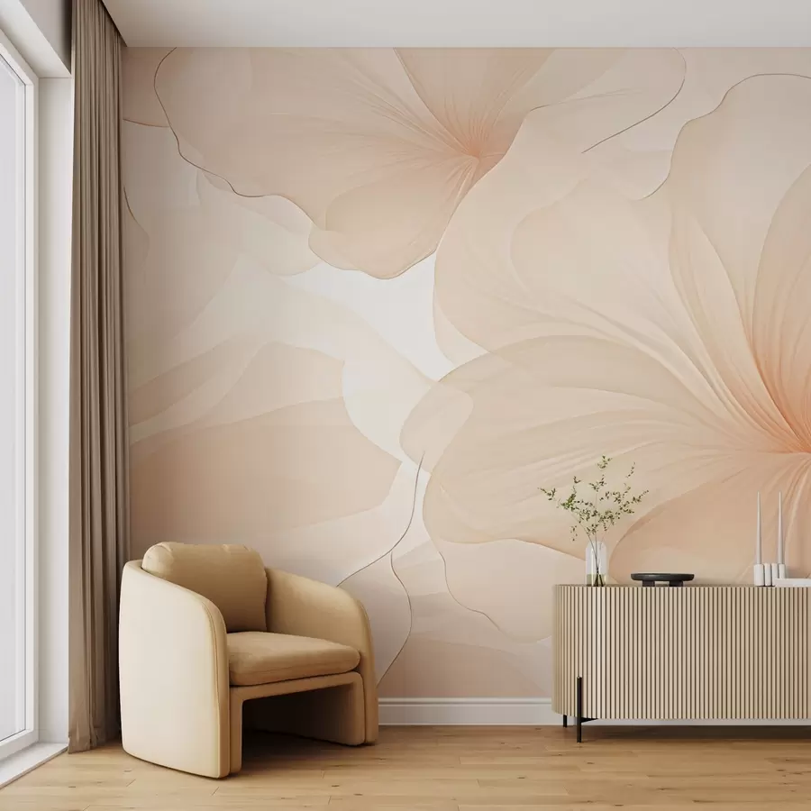 Carta da parati Floreale Boccioli di fiori grandi di colore rosa tenue n. w09032