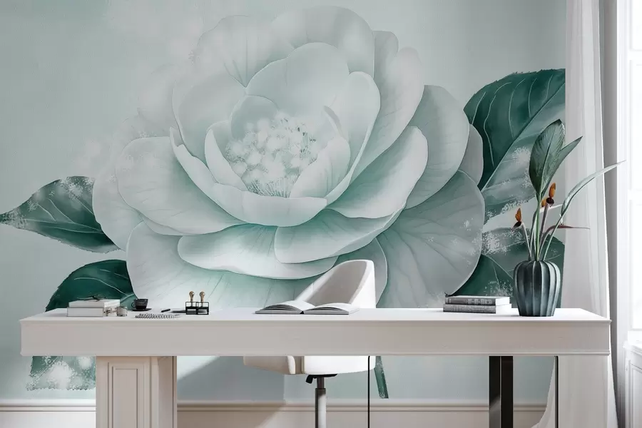 Carta da parati Floreale Bellissimo fiore di peonia nei colori blu n. w03757v1