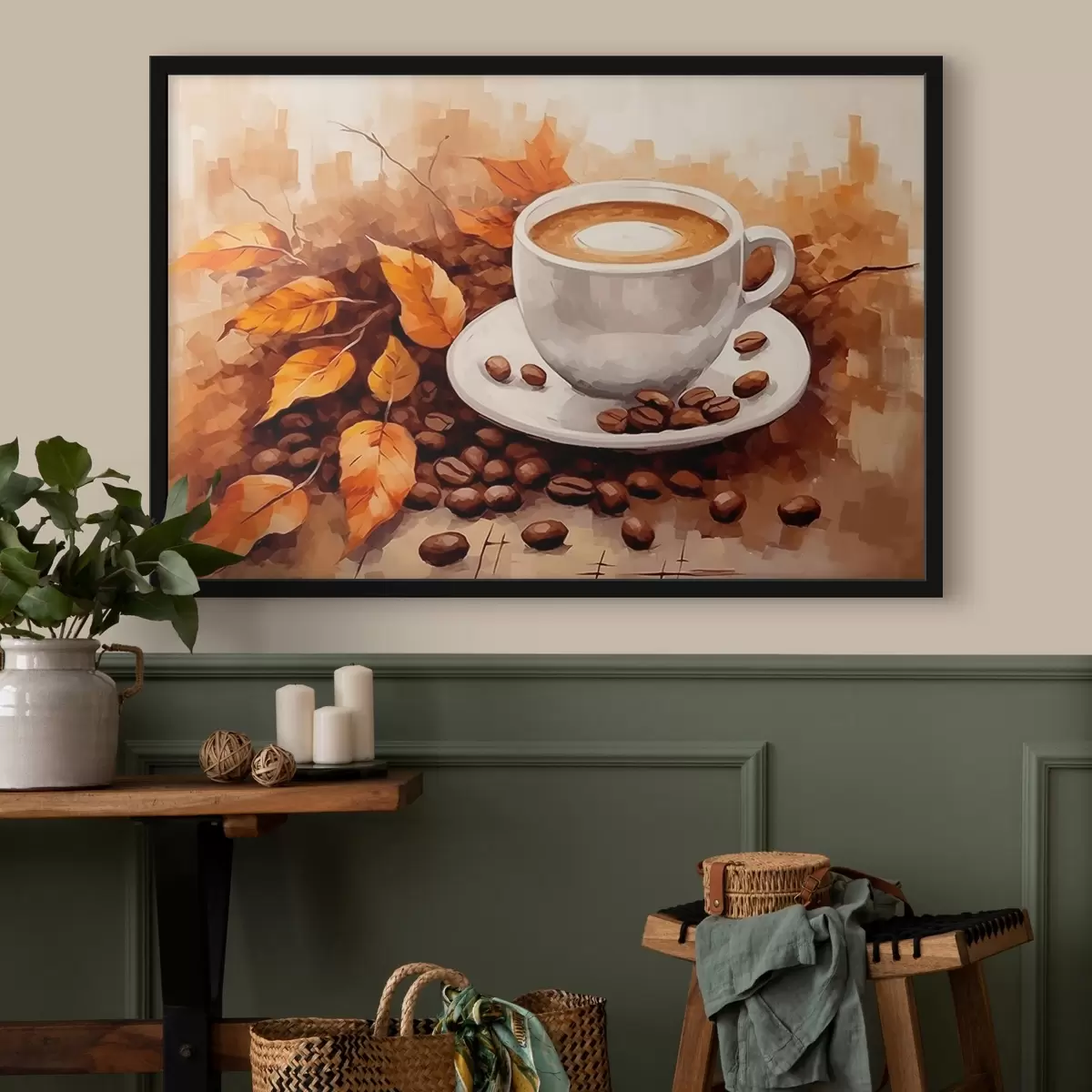 Poster Tazza di caffè e chicchi di caffè f44116