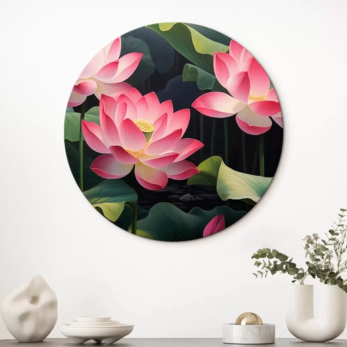 Quadri rotondi Fiori di loto r44120