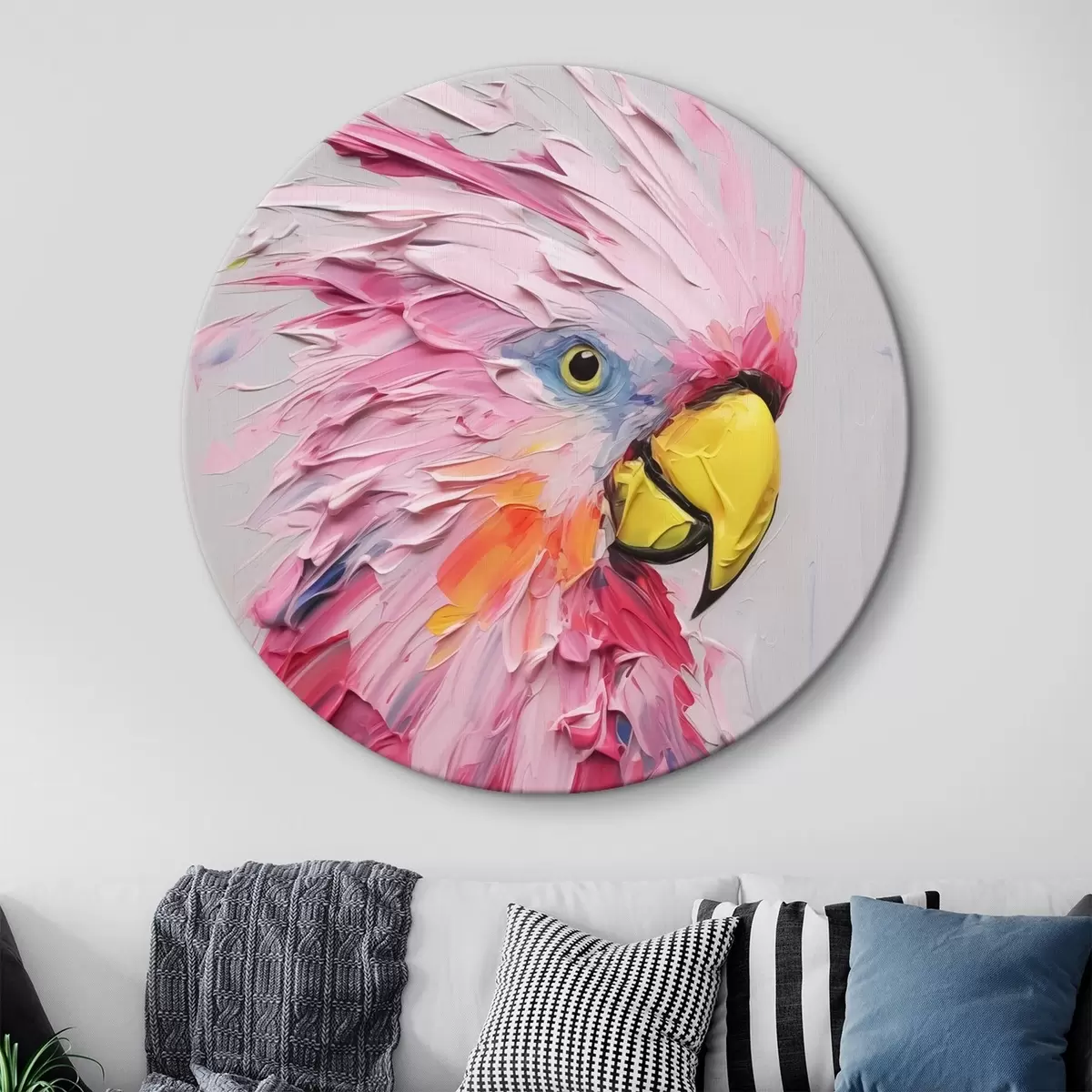 Quadri rotondi Quadro di imitazione di cacatua r44132