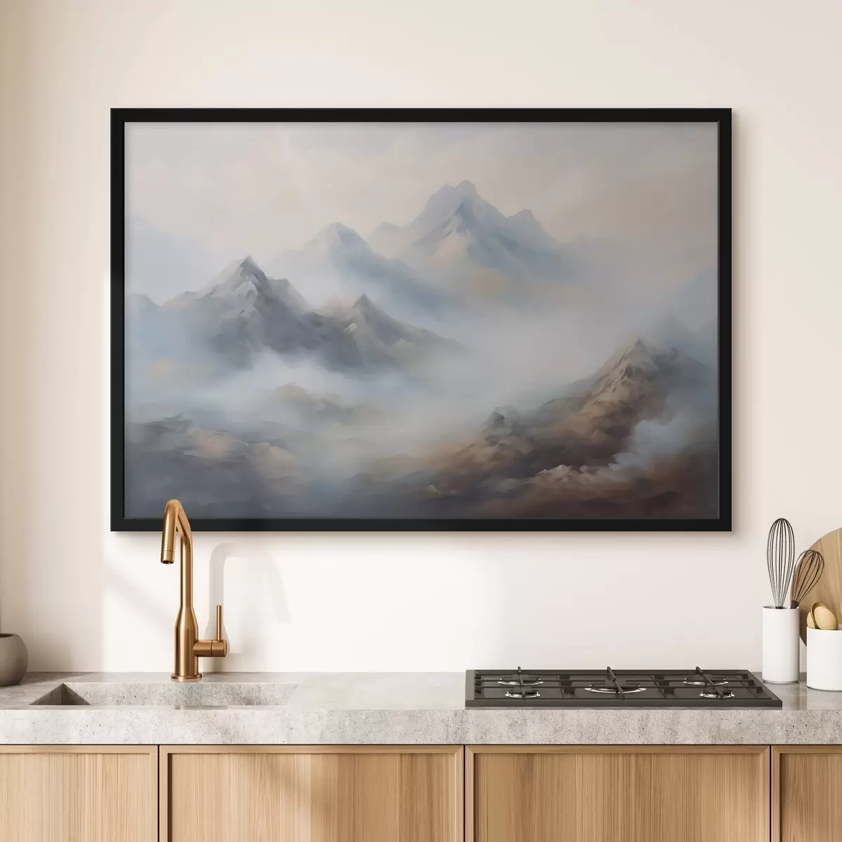 Poster Montagne nella nebbia all'alba f44121