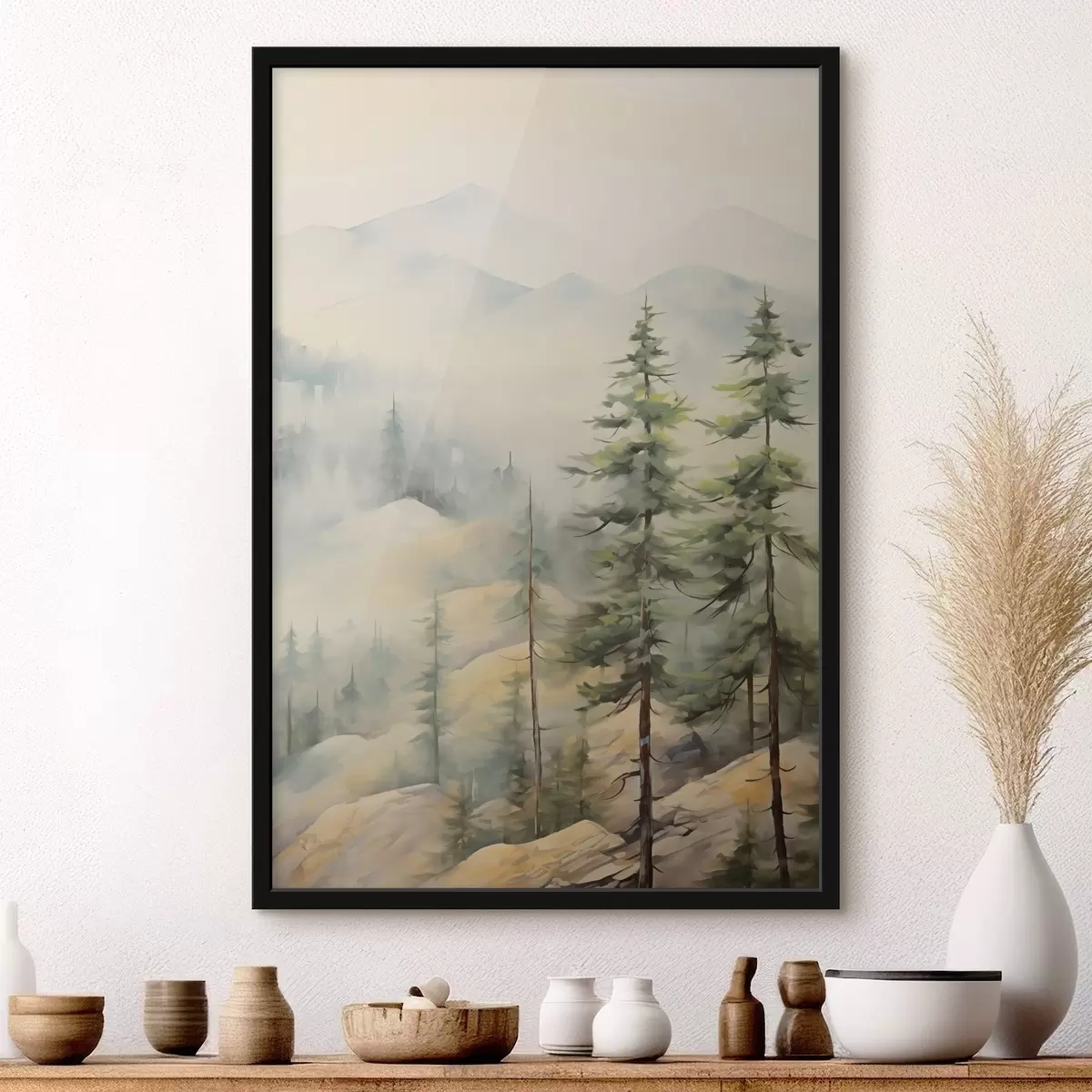 Poster Mangiavano vicino alle montagne f44124