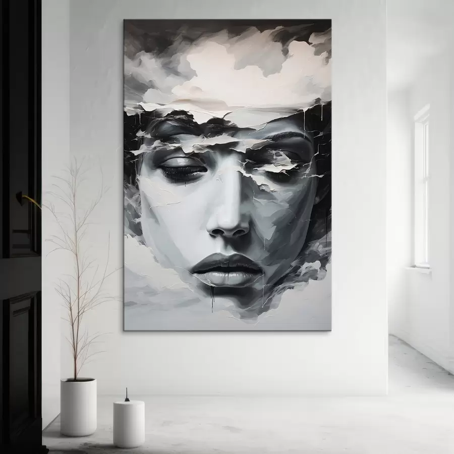 carta da parati Volto femminile astratto in stile pittura acrilica nr. s44070